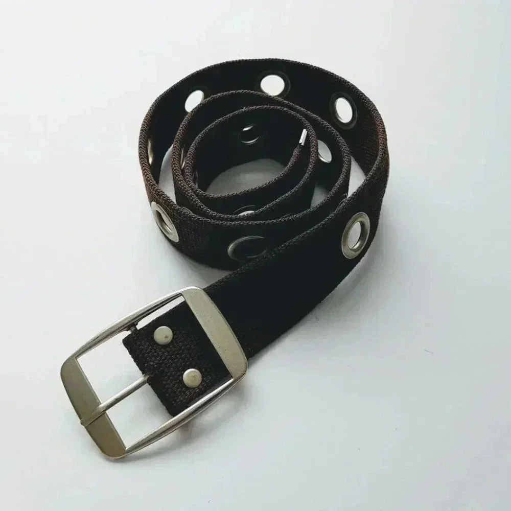Canvas Belt 39" Rivets Green Military Look - Picture 2 of 5